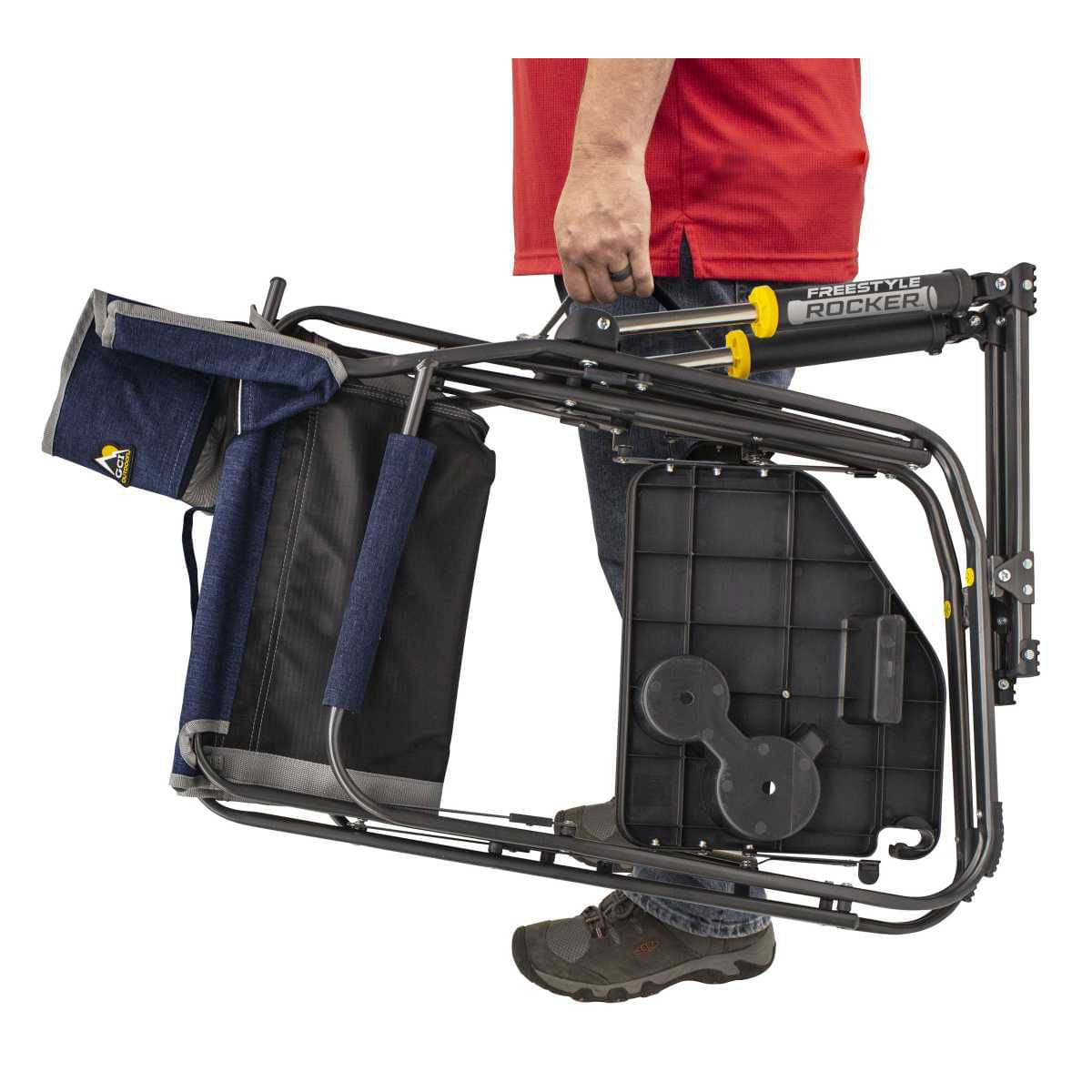 GCI faltbarer Schaukelstuhl Freestyle Rocker mit Seitentisch Heathered Indigo - 371145