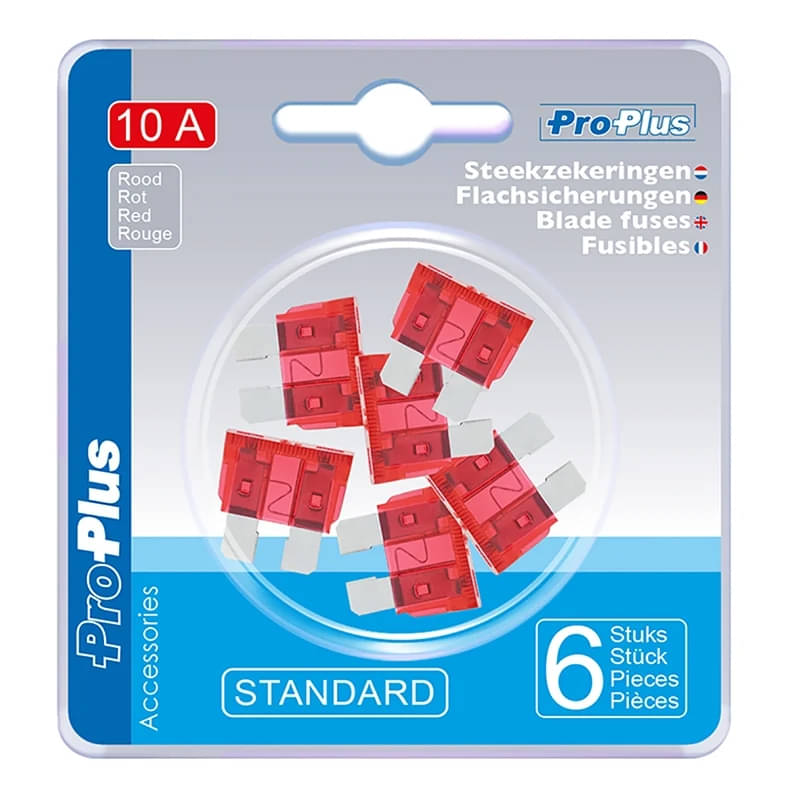 ProPlus Flachsicherungen Stecksicherung Standard 10 A Rot 6er-Set ProPlus Flachsicherungen Stecksicherung Standard 10 A Rot 6er-Set - 490337