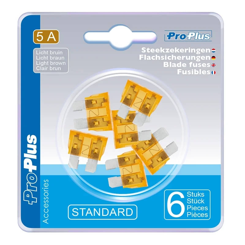 ProPlus Flachsicherungen Stecksicherung Standard 5 A Braun 6er-Set - 490335