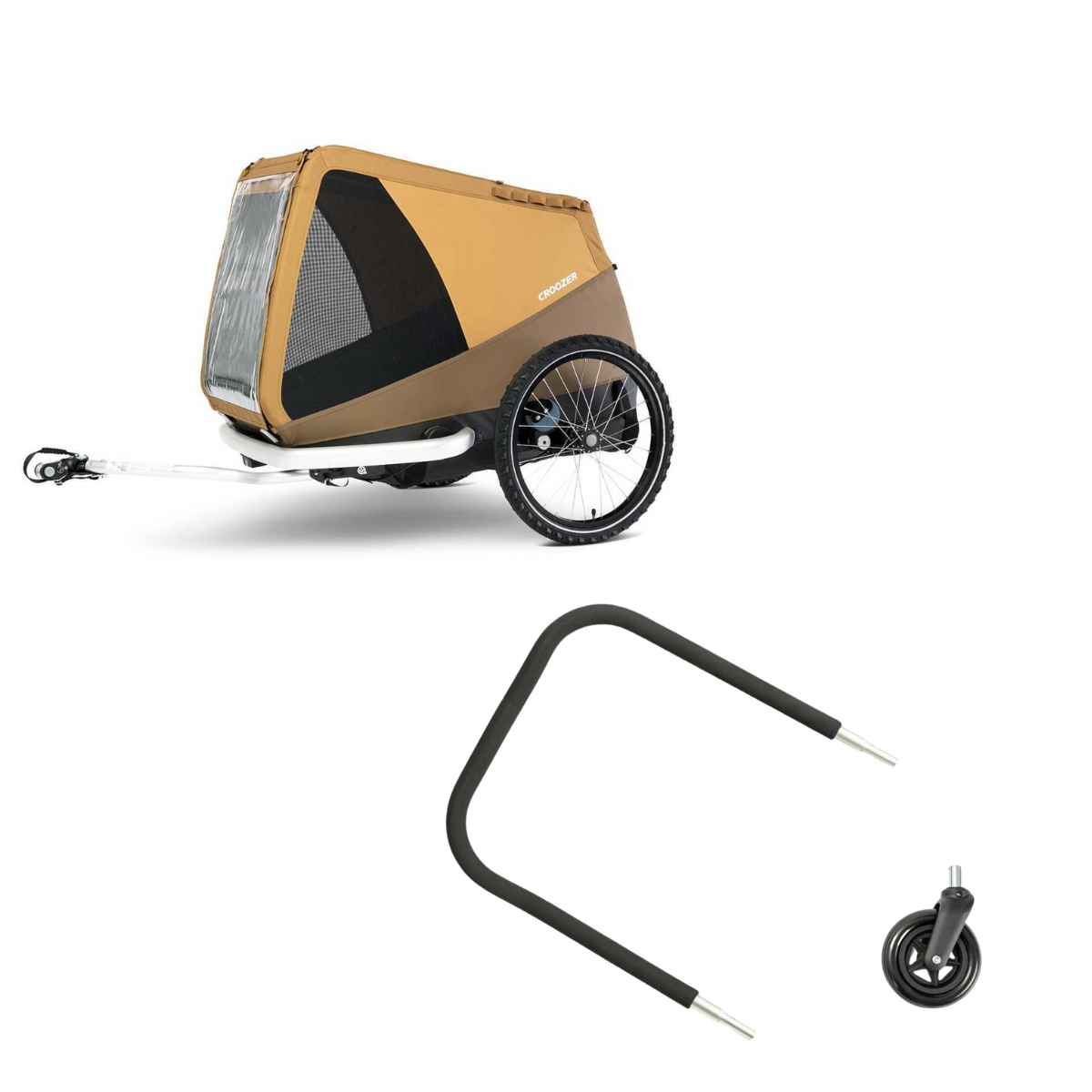 CROOZER Hundefahrradanhänger Dog Mikke Sundown Yellow mit Buggy-Set
