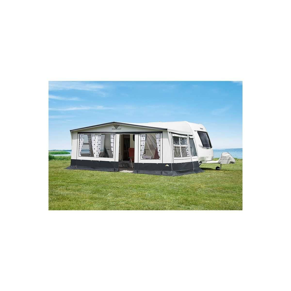 DWT Wohnwagen-Vorzelt AMBASSADOR III Gr. 12 Umlaufmass 881-910 cm Tiefe 240 cm 28 mm Stahlgestaenge - 128102S28