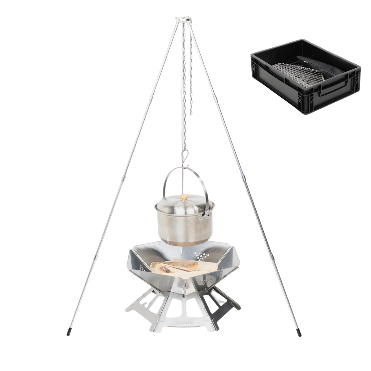 BOXIO - FIRE BUNDLE Feuerschale mit Grill in Eurobox - BOX-FIRE-B-10