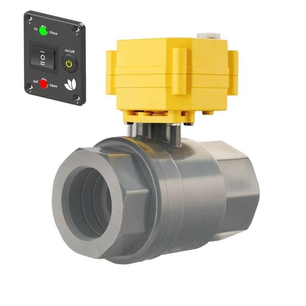 LILIE System GrauGELB Elektrischer Kugelhahn 40 mm XL Kunststoff mit Anzeige- Durchfluss 855 mm² - 24361