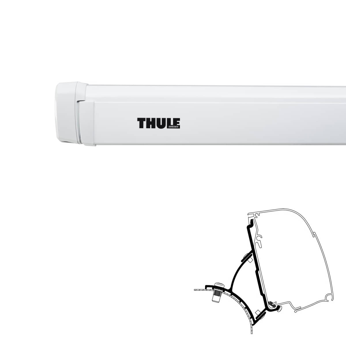 THULE Omnistor Markise 4200 Gehaeuse weiss Tuch Mystic grau 260 cm - 302800