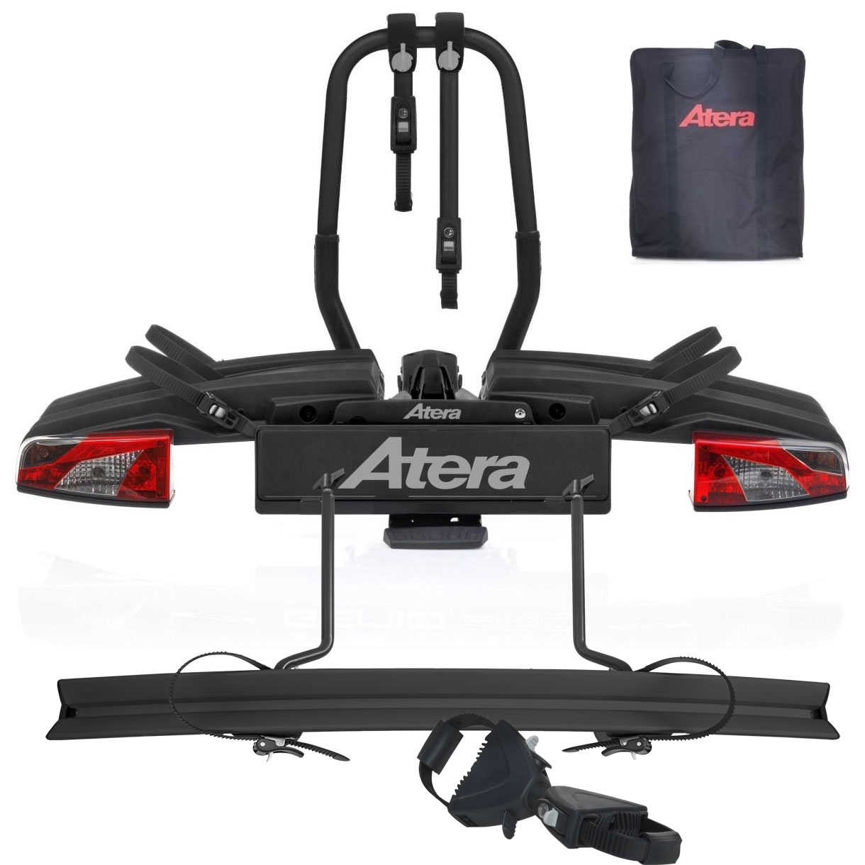 ATERA GENIO PRO Advanced 022785 Fahrradtraeger 2er Black Edition faltbar fuer 3 Raeder 2-1 plus Tasche- Fahrradtraeger fuer die Anhaengerkupplung von ATERA aus dem Allgaeu