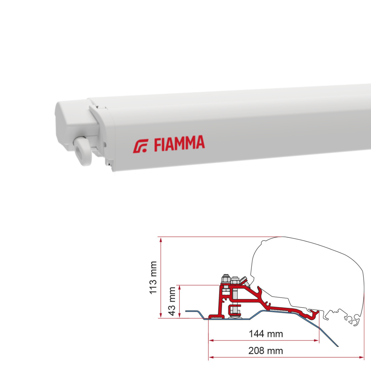 Luifel FIAMMA F80 S 320 Royal grey Huis wit incl. Adapterkit Fiat Ducato Jumper Boxer Skyroof H Markise FIAMMA F80 S 320 Royal grey Gehaeuse weiss inkl. Adapterkit Fiat Ducato Jumper Boxer Skyroof H - 07830B01R 98655Z139