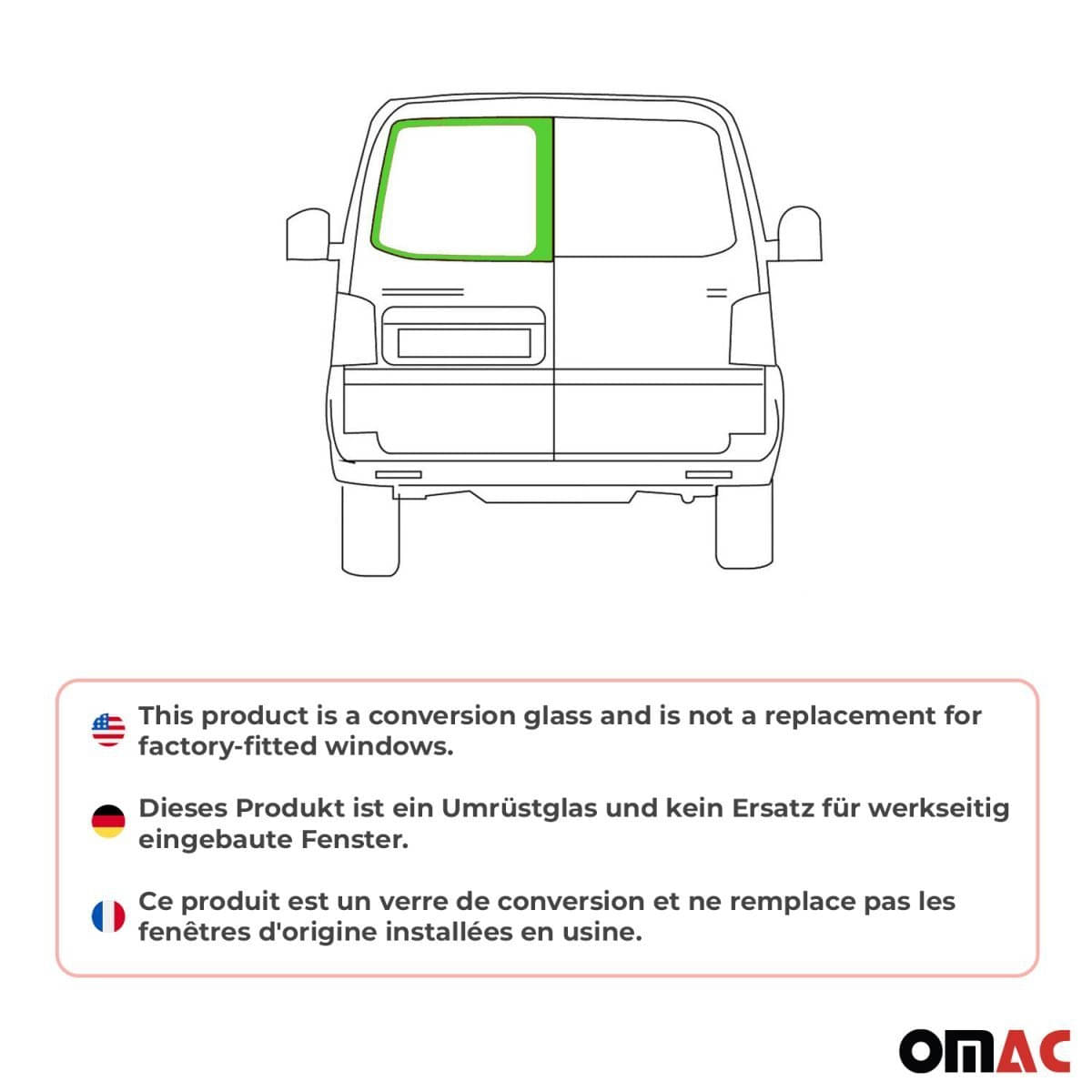 OMAC Heckscheibe Heckfenster VW T6-T6-1 L1-L2 Bj. 2015-2024 Fluegeltuer Links - A050994