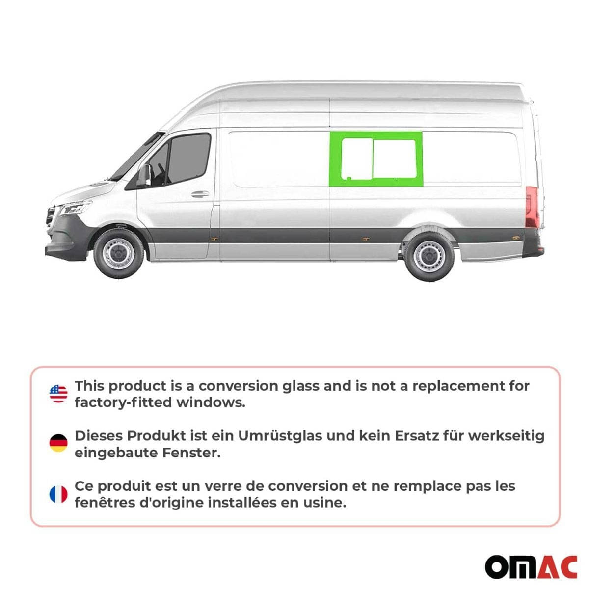 OMAC Seitenfenster Schiebefenster MB Sprinter W906 L3/L4 Bj. 2006-2018 Mitte Links OMAC Seitenfenster Schiebefenster MB Sprinter W906 L3-L4 Bj. 2006-2018 Mitte Links - 4724405-1MSSL