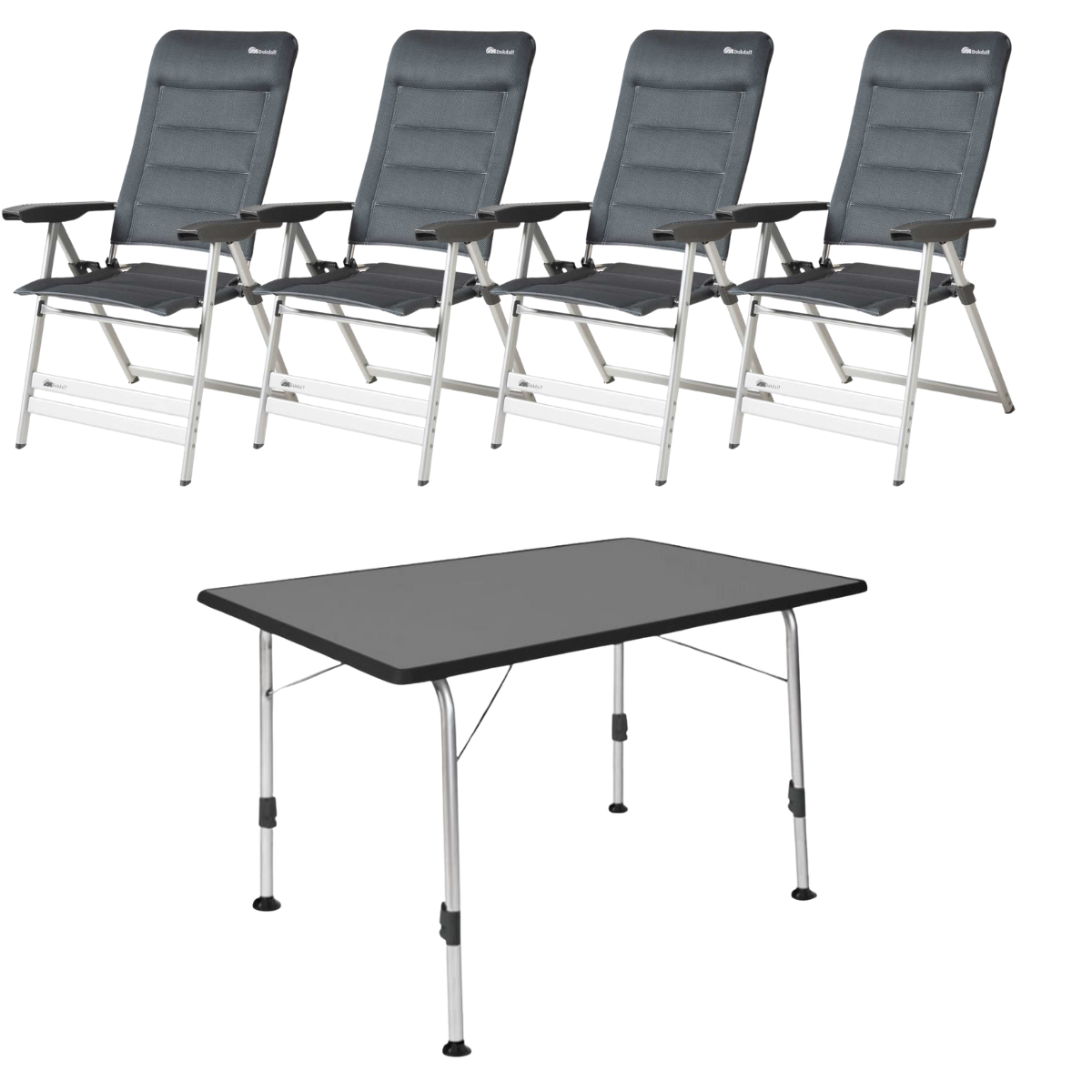 DUKDALF Stuhl Sublime 3D Mesh anthrazit 4er-Set - Tisch STABILIC III 115x70 cm anthrazit - 41-13-8800-4 40-24-1157.4