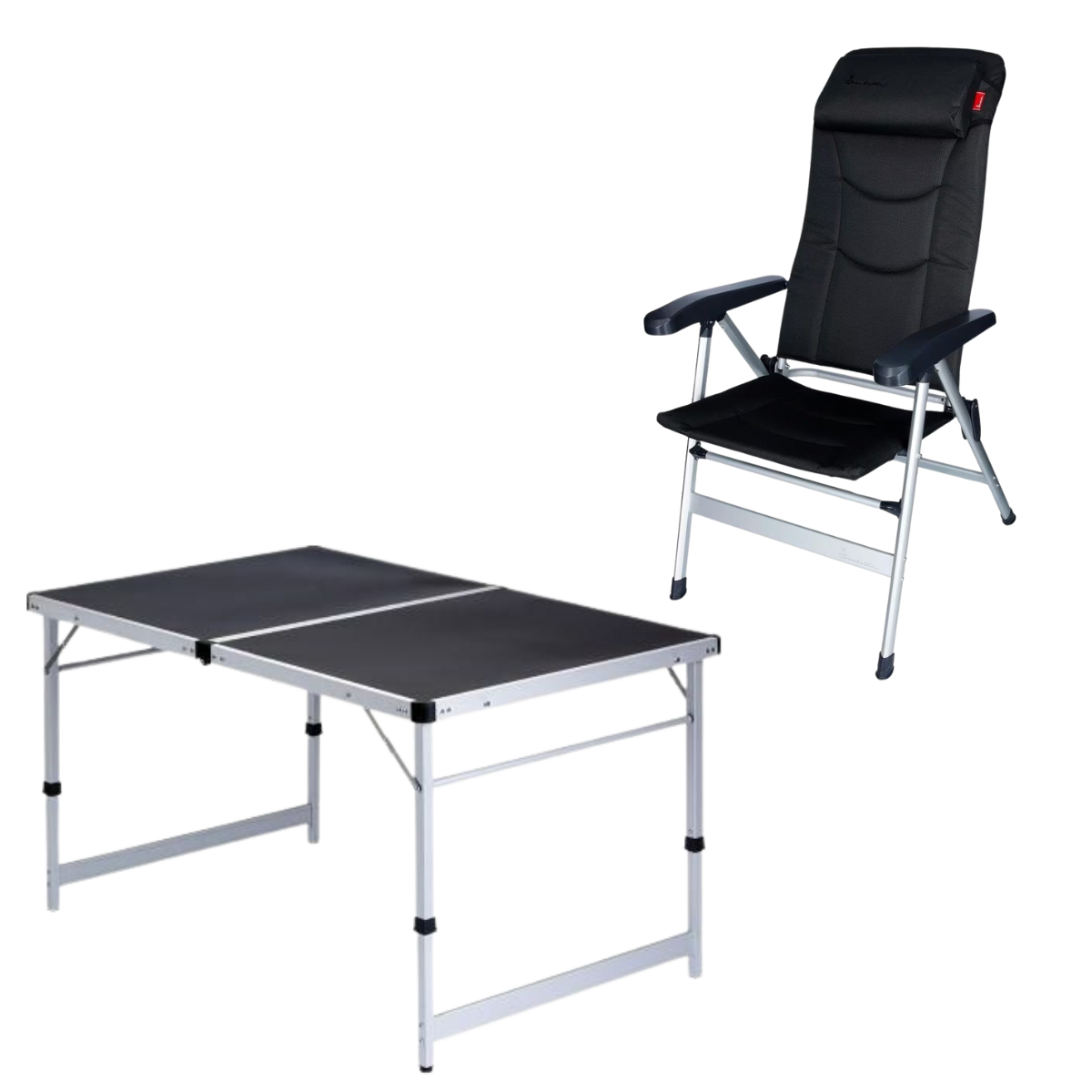 ISABELLA Campingstuhl Thor dunkelgrau mit Klapptisch 80 x 120 cm