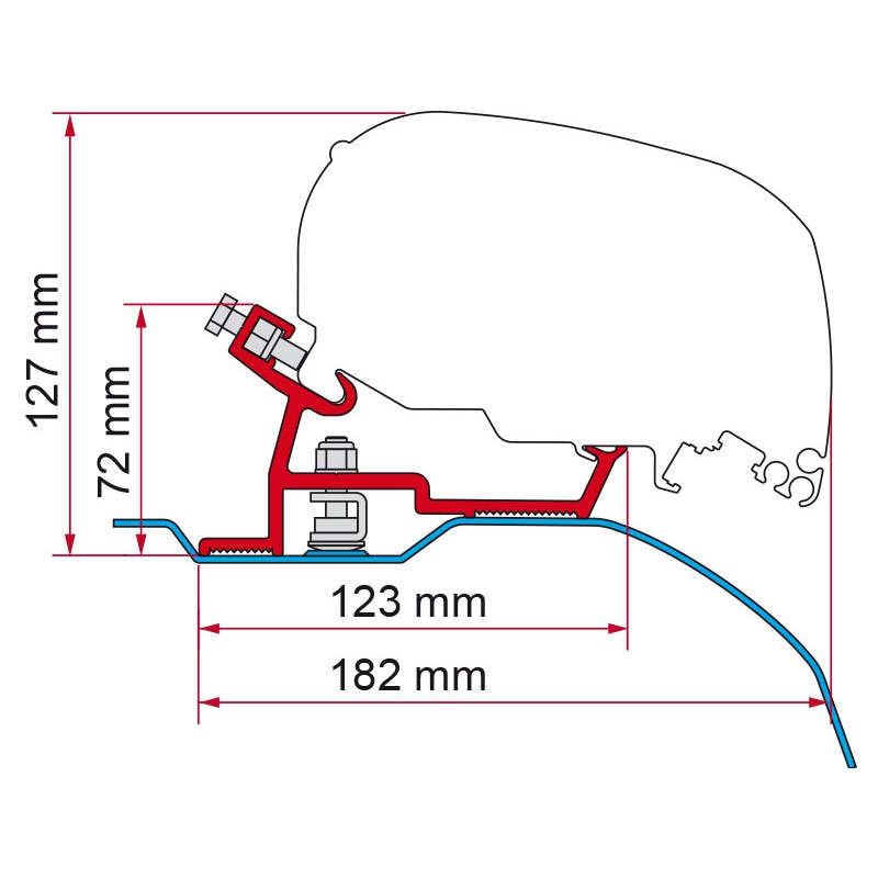 FIAMMA Adapter Kit Fiat Ducato Citroen Jumper H2 L4 ab Modelljahr 2006 fuer Markise F80 98655-904