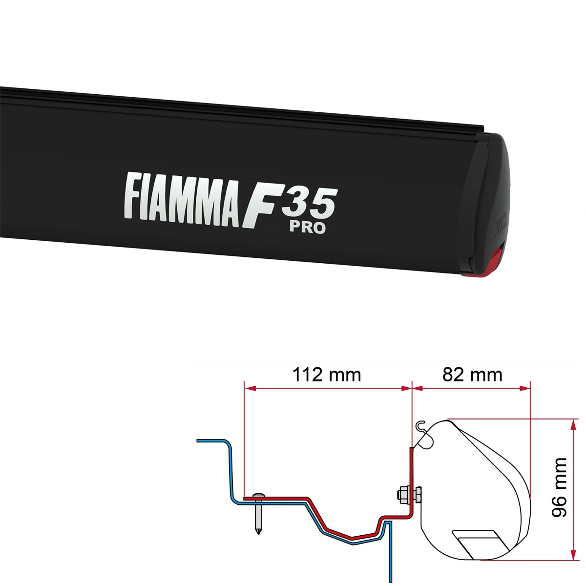 Markise FIAMMA F35 Pro Royal grey 270 cm Gehaeuse Deep black inkl- Adapter Ford Custom V710 ab Bj. 2023 H1L2 Groupe Rapido