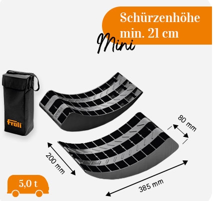 FROLI Rundkeil Mini Auffahrkeil 2er-Set mit Tasche schwarz - 68298