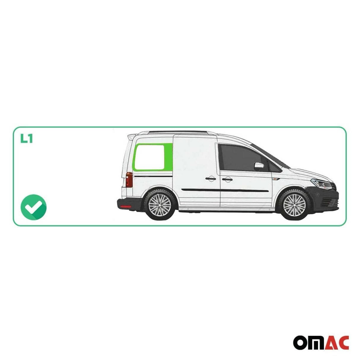 OMAC Seitenfenster Seitenscheibe VW Caddy III-IV L1 Bj. 2003-2020 Hinten Rechts - 7520405-1FSFR