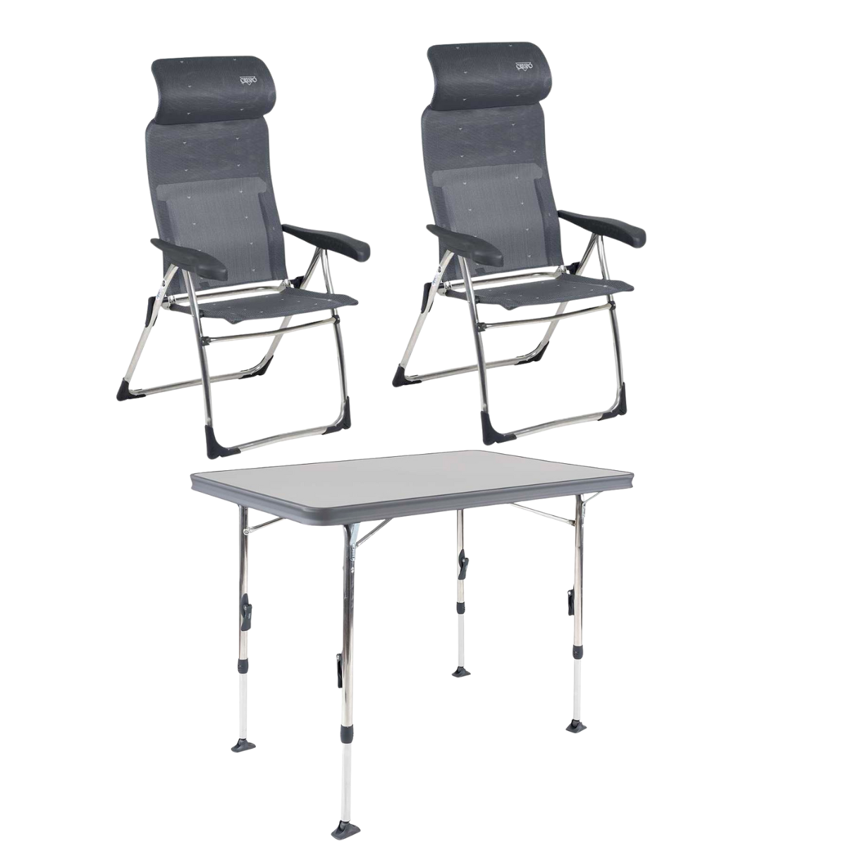 CRESPO Campingstuhl Classic Compact AL/215-C anthrazit 2er-Set & Tisch Ligero AL/246 101x65 cm grau CRESPO Campingstuhl Classic Compact AL-215-C anthrazit 2er-Set - Tisch Ligero AL-246 101x65 cm grau - 1104963 1151353