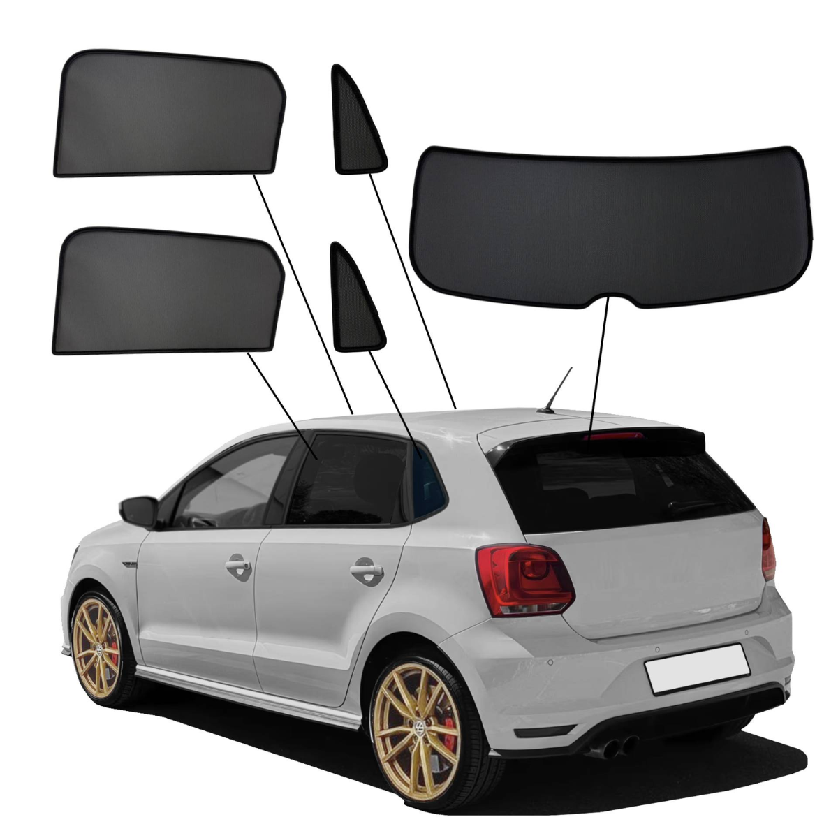 WINDESA SunClip Sonnenschutz - Sichtschutz VW Polo 6R Bj. 2009-2017 Set ABC - sun-10503abc