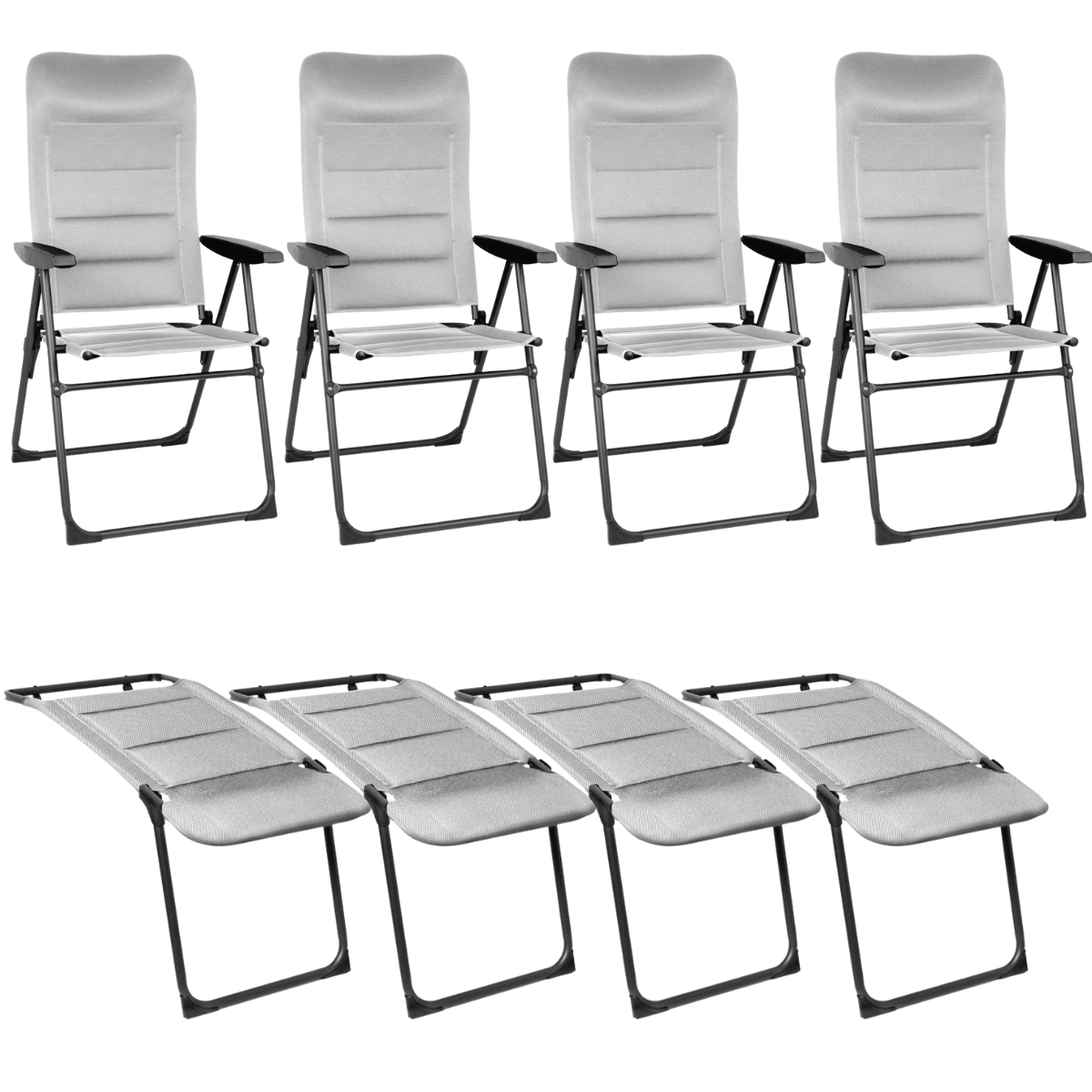 BRUNNER Campingstuhl SKYE 3D RT Grau mit Beinauflagen 4er-Set - 0404060N-C06 0404079N.C06