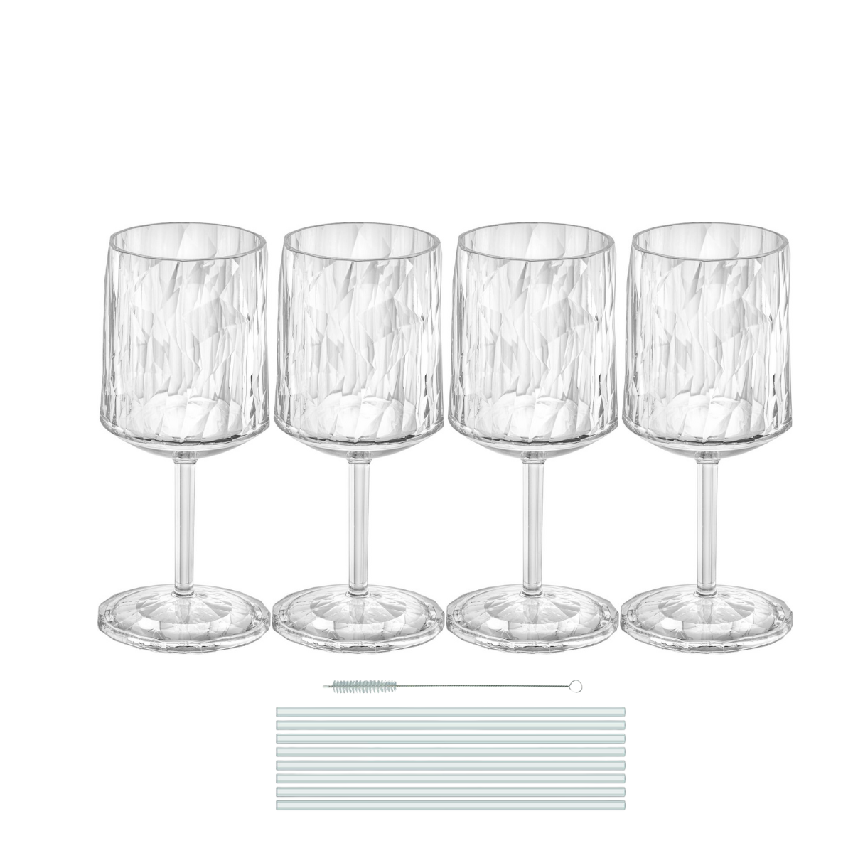 KOZIOL Superglas CLUB NO. 4 Weinglas 300 ml 4er-Set - Trinkhalme
