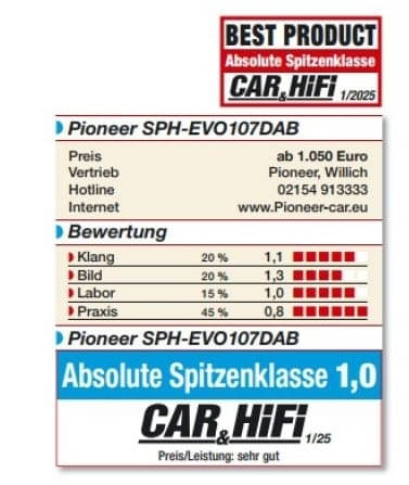 PIONEER 10 Zoll Moniceiver SPH-EVO107DAB-C-D7 fuer Ducato 7 inkl. Reisemobil Navi-App - SPH-EVO107DAB-C-D7