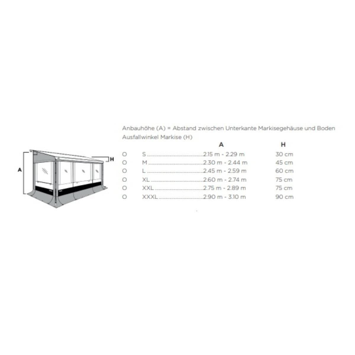 THULE Markisen-Vorzelt RESIDENCE G3 fuer Markise 5200 5003 Hoehe XL 260-274 cm Laenge 350 cm - 301542 301503