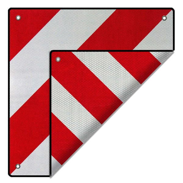 Warntafel Aluminium Ausführung Italien Spanien 2in1 Warntafel Spanien und Italien Aluminium 50x50cm reflektierend rot-weiss mit Oesen -fuer Expander- kleine Spanngurte usw- Gemaess Vorschriften den Laender -spezielles vorgeschriebenes Muster und Reflektion u-a-