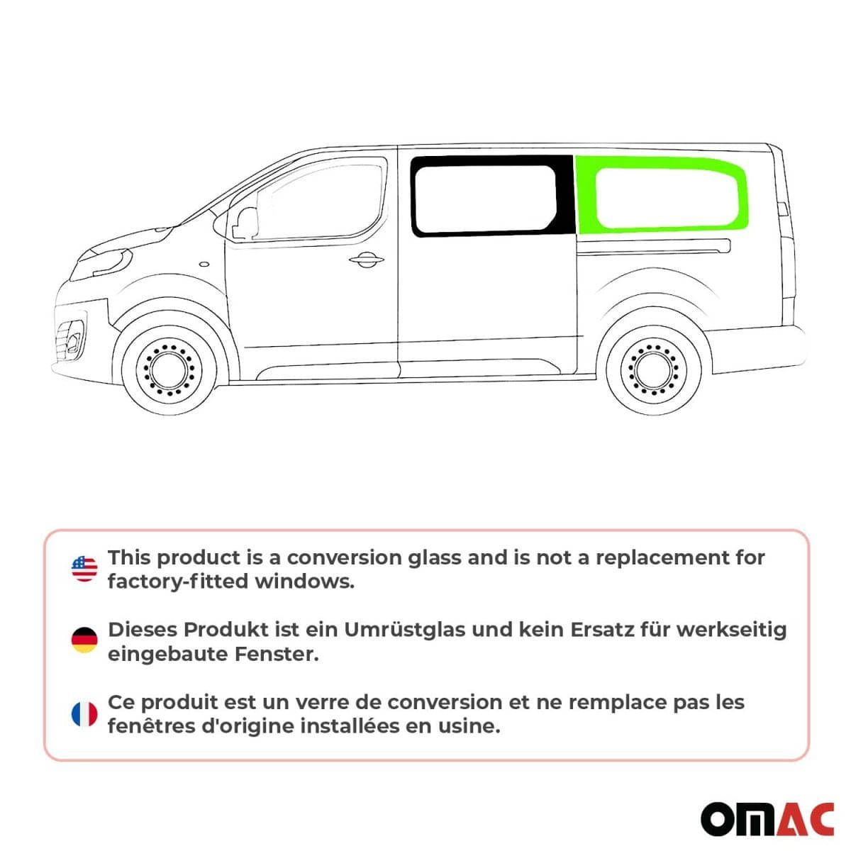 OMAC Seitenfenster Seitenscheibe Opel Vivaro L3 ab Bj. 2019 Hinten Links OMAC Seitenfenster Seitenscheibe Opel Vivaro L3 ab Bj. 2019 Hinten Links - A050889
