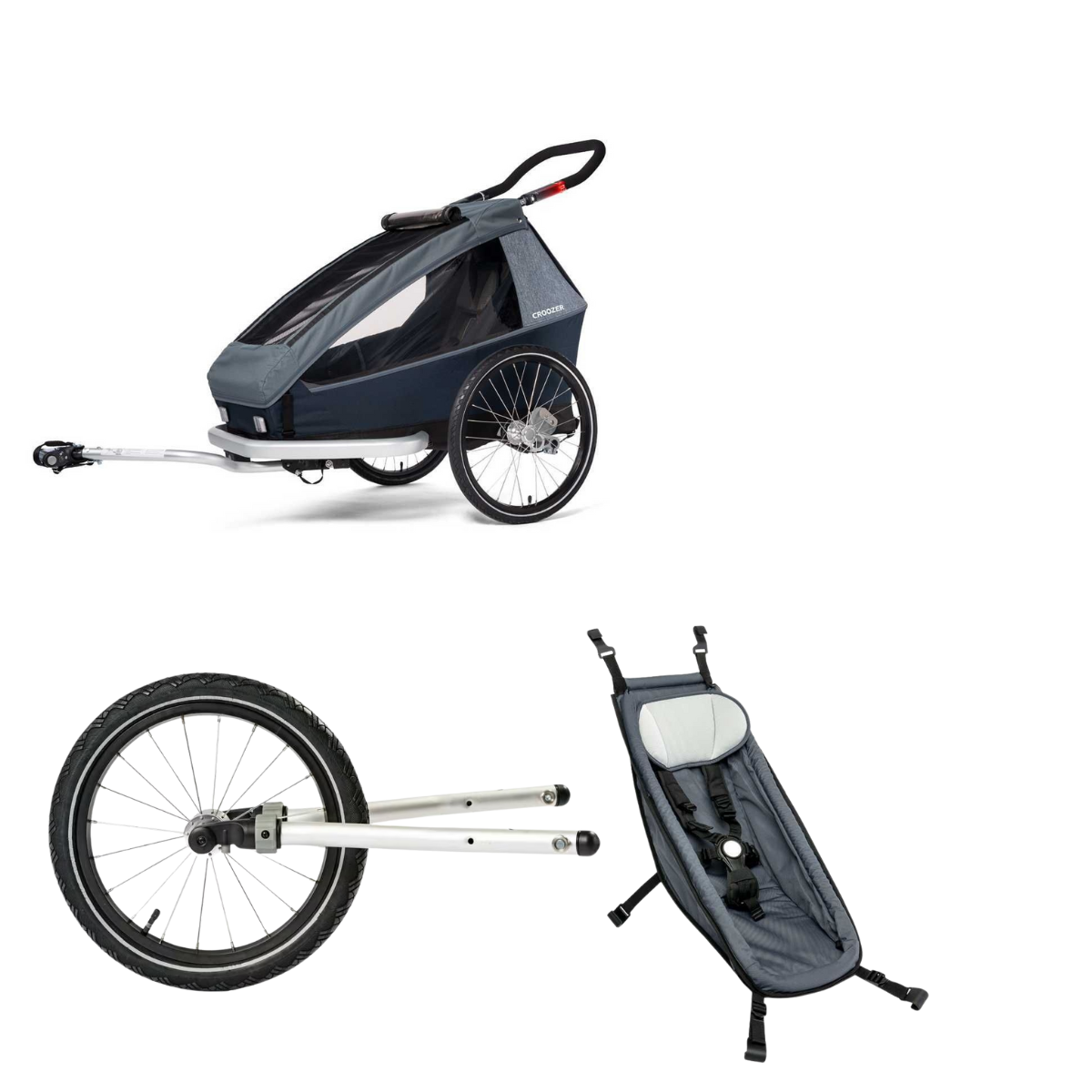 CROOZER Kinderfahrradanhänger Kid Vaaya 1 3in1-Set Graphite Blue mit 1 Babysitz