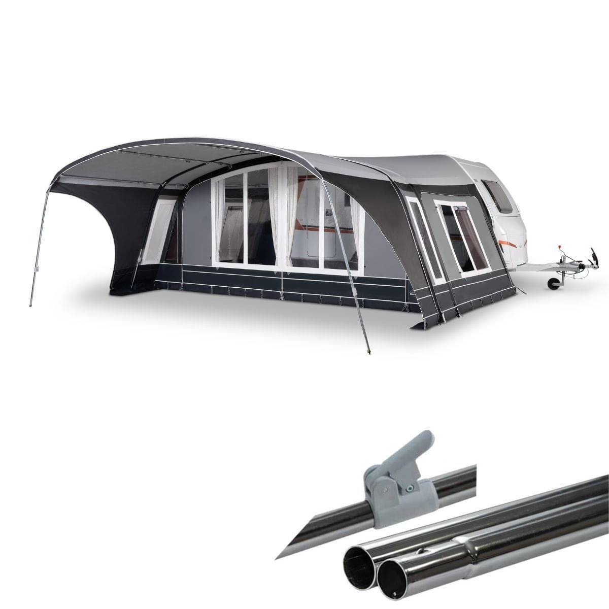 DOREMA Sonnendach fuer Wohnwagen-Vorzelt ONYX 270- Gr. 10- 28 mm Stahlgestaenge - 2120 - S28 060 11 PG