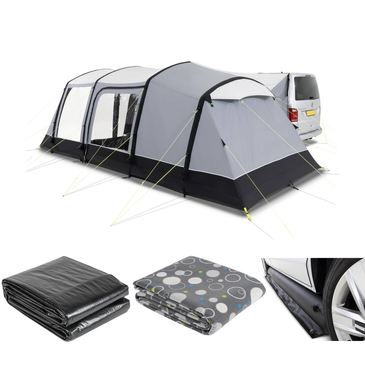 Kampa Touring AIR TC RH aufblasbares Vorzelt aus Polycotton- 6-1 m Tiefe inkl. aufblasbare Bodenschuerze- Zeltteppich und Zeltunterlage