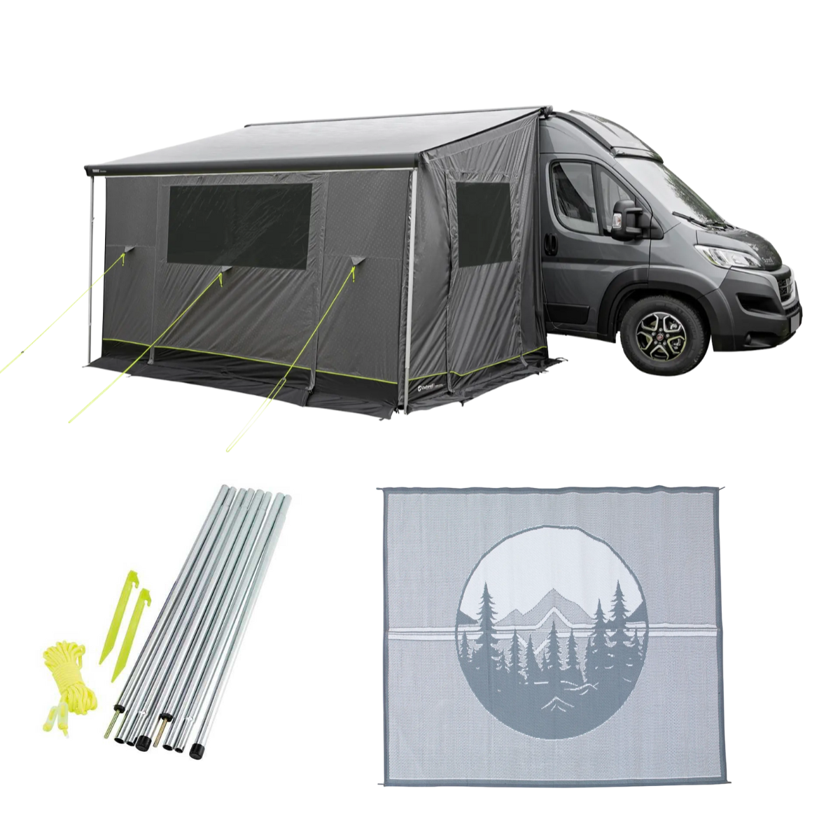Outwell Markisenvorzelt Sideroads Awning Room inkl. Gestaengset Stahl und Teppich - 111573