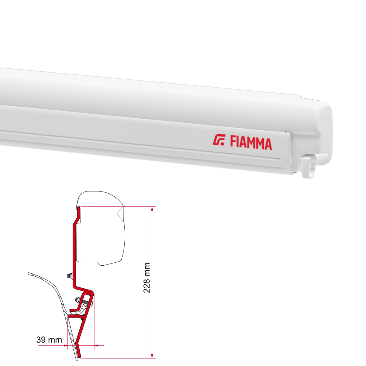 Markise FIAMMA F45 S 260 Royal grey Gehaeuse weiss inkl. Adapterkit VW T3 - 06280H01R 98655-035