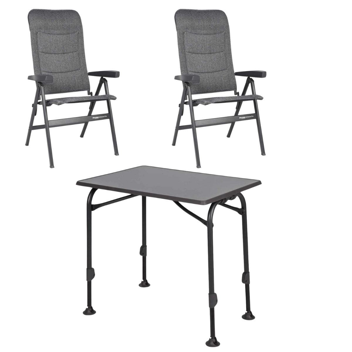 WESTFIELD Campingstuhl Advancer Pro grey melange 2er-Set - Tisch AIRCOLITE 100x68 cm black - 201-1884 GM 201-27261
