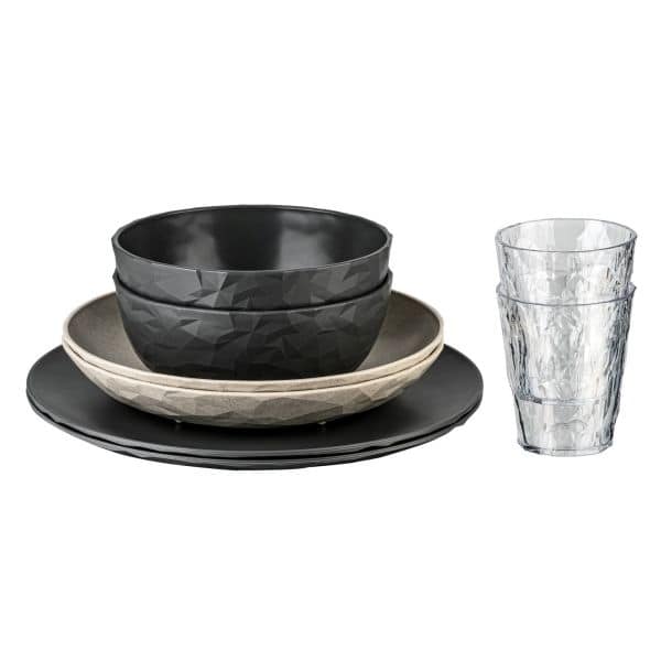 KOZIOL Geschirrset CLUB nature ash grey-desert sand 8-tlg- - Kozio-Nr. 8911465