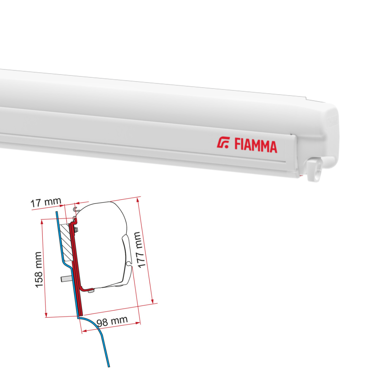 Markise FIAMMA F45 S 260 Royal grey Gehaeuse weiss inkl. Adapterkit Ford Custom Nugget High Roof ab Ba - 06280H01R 98655Z023