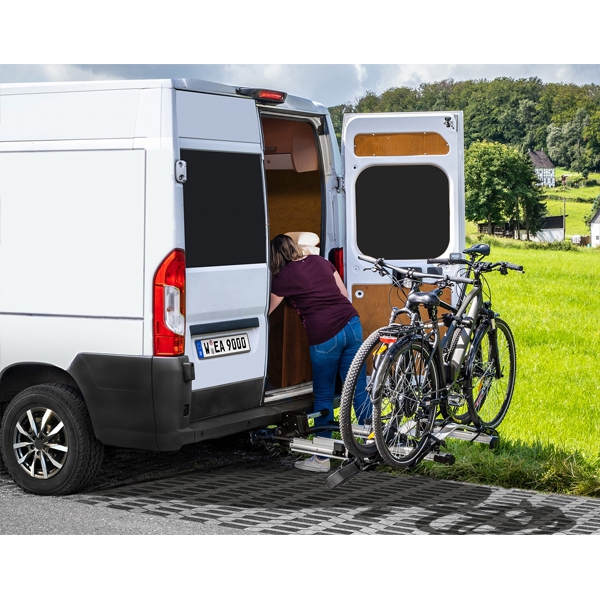 Fahrradtraeger LAS SD260 ausziehbar fuer 2 Raeder Hecktueren 11596 - Speziell für Pkw- Kastenwagen Vans und Wohnmobile mit Flügeltüren