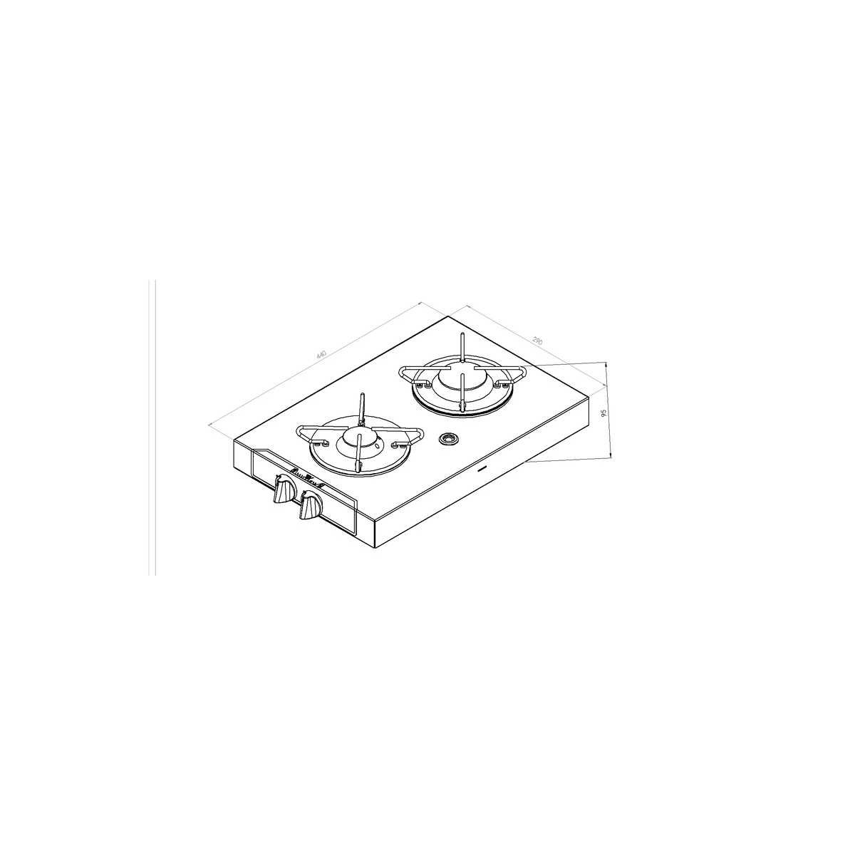 Carbest Einbau Gaskochfeld Edelstahl 2-flammig 44x29x9-5cm - 70562