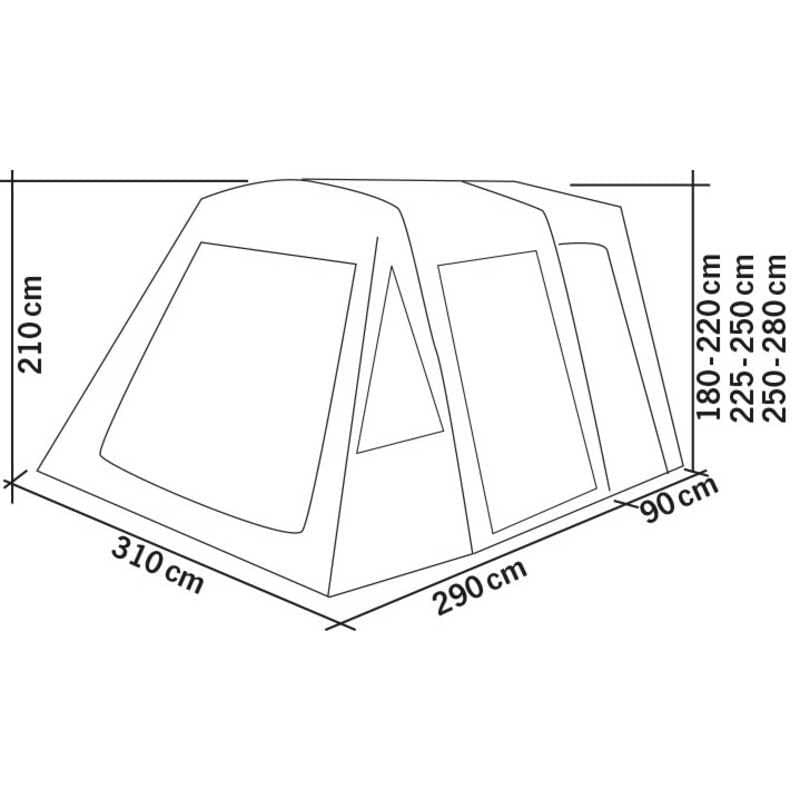 REIMO TENT aufblasbares Bus-Vorzelt TOUR BREEZE AIR Anbauhoehe 180 - 220 cm - 936551