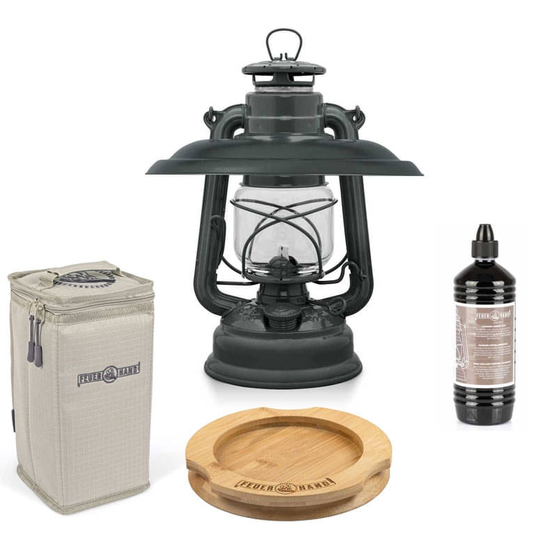 FEUERHAND Sturmlaterne 276 Anthracite Grey Komplett-Set 5.0