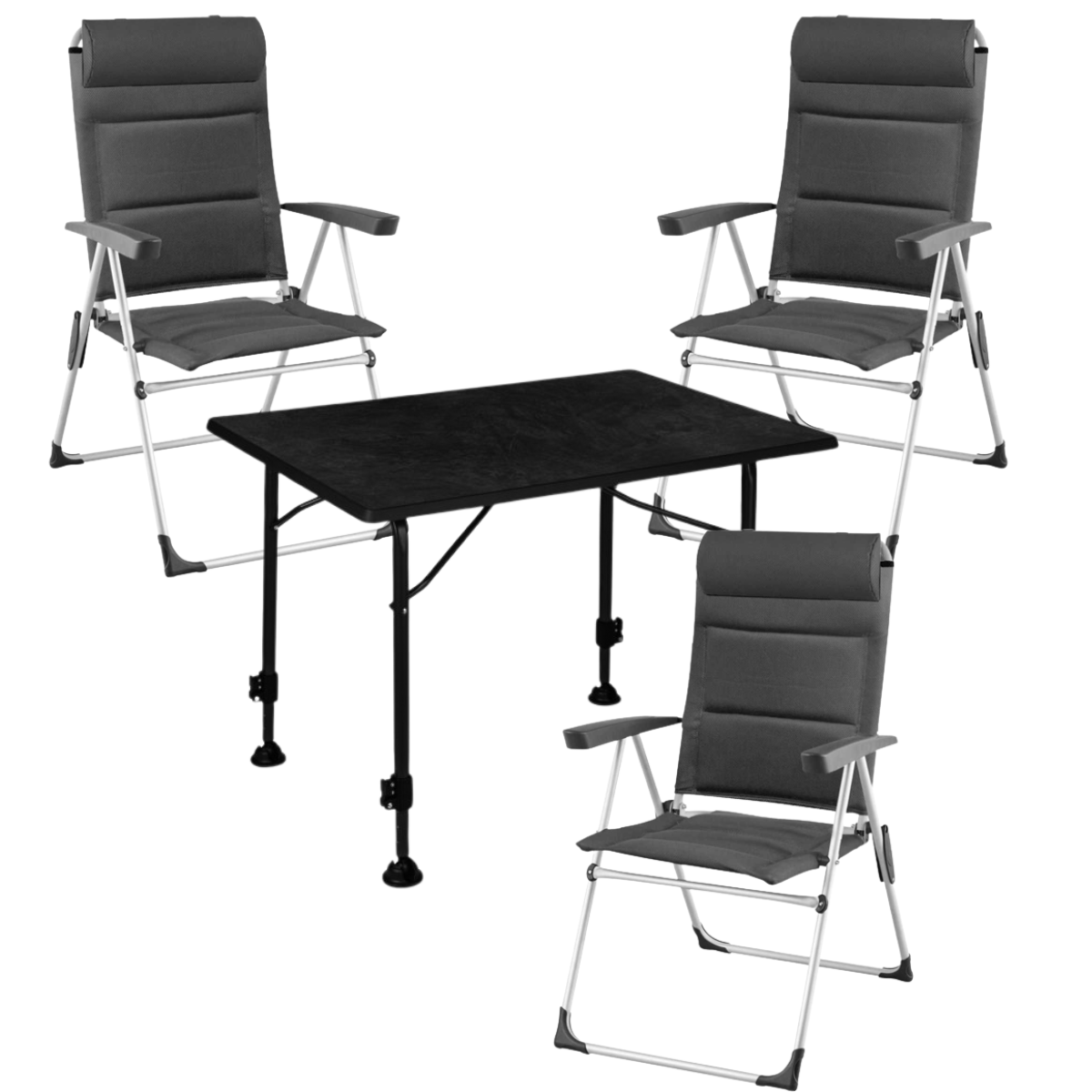 BRUNNER Campingstuhl ARAVEL CAMPER 3er-Set - Tisch LINEAR 115 Black - 0404093N-C25 0406031N.C69