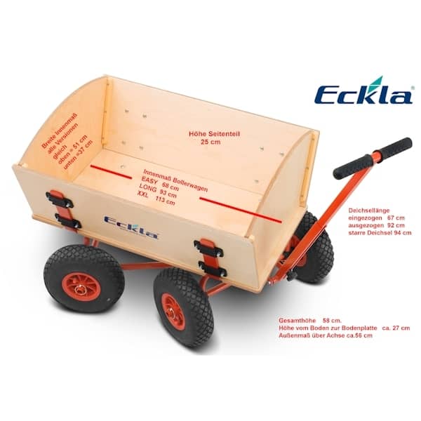 ECKLA Bollerwagen EcklaTrak Fun XXL 120 cm mit Hinterachslenkung und Luftreifen 77811