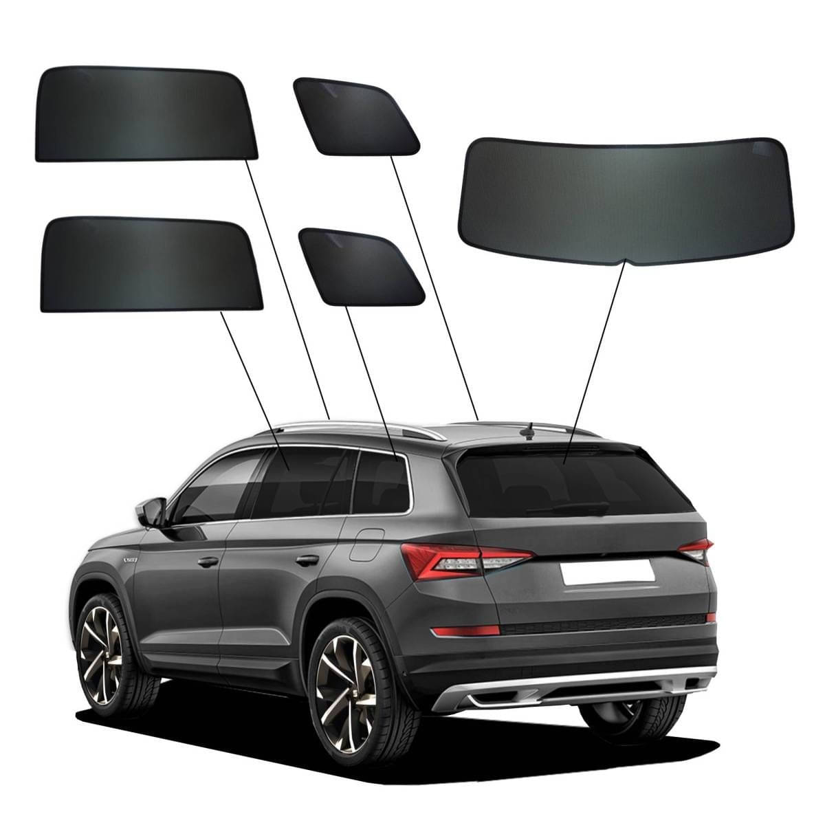 WINDESA SunClip Sonnenschutz - Sichtschutz Skoda Kodiaq I Bj. 2016-2023 Set ABC - sun-10393abc