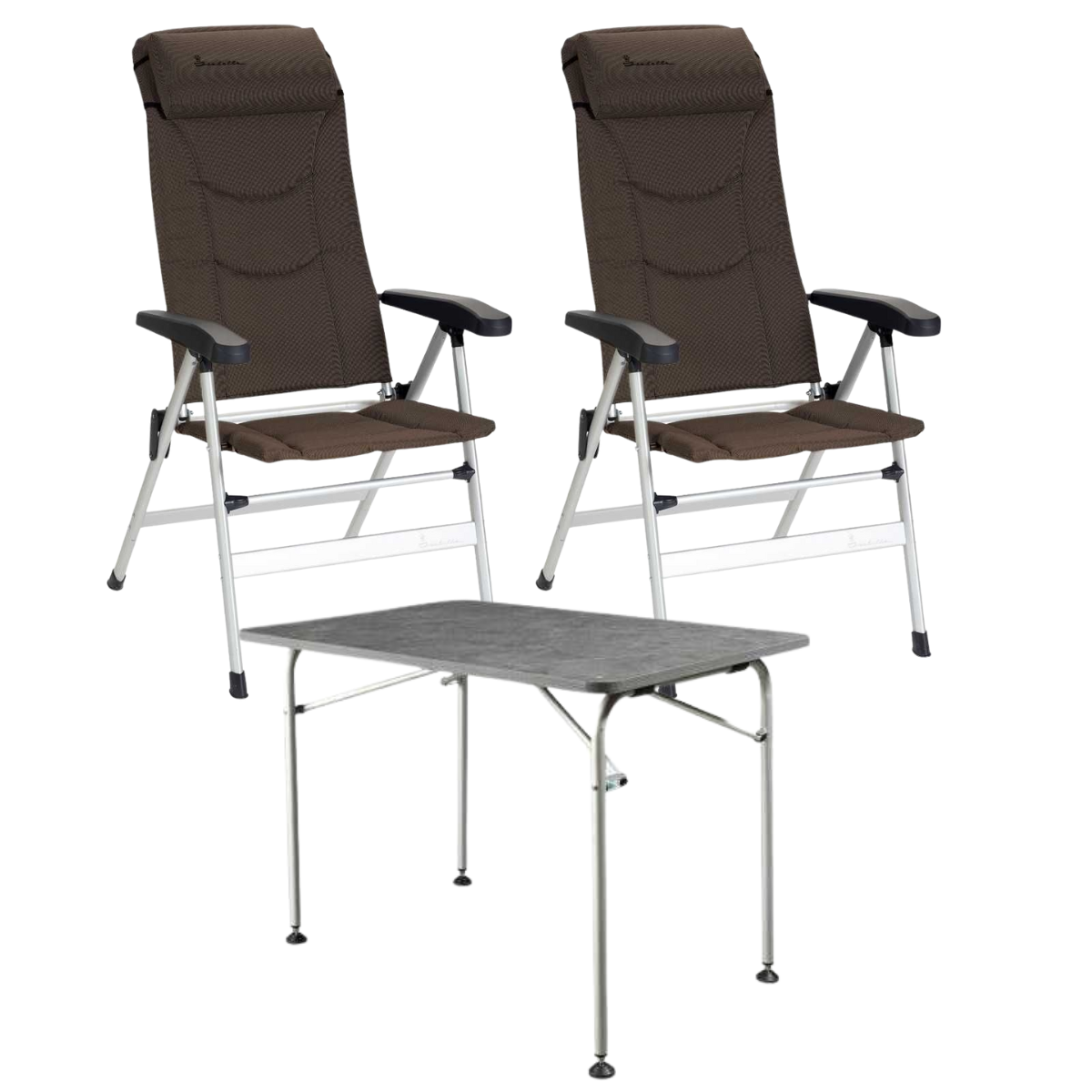 ISABELLA Campingstuhl Thor braun 2er-Set mit Campingtisch 100 x 68 cm ISABELLA Campingstuhl Thor braun 2er-Set mit Campingtisch 100 x 68 cm - 700006289 700006276