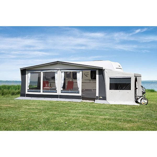 DWT Wohnwagen-Vorzelt POLO Gr. 15 Umlaufmass 971-1000 cm Tiefe 240 cm mit 25 mm Stahlgestaenge