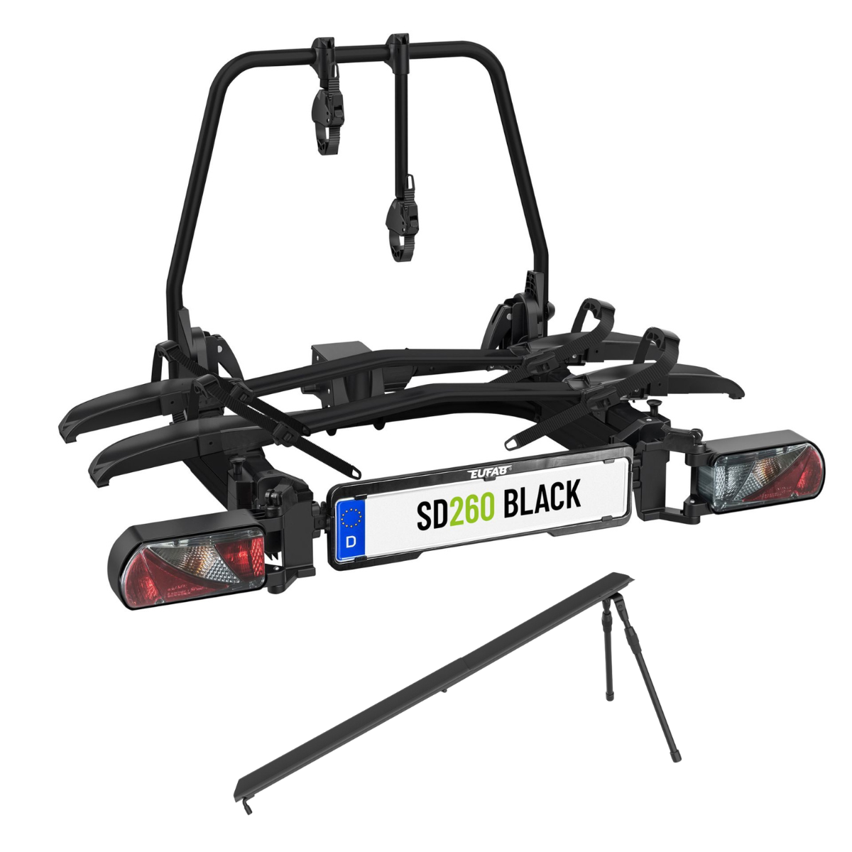 EUFAB SD260 Fahrradträger black für 2 Räder Hecktüren inkl. Rampe Version 2026 EUFAB SD260 Fahrradtraeger black fuer 2 Raeder Hecktueren inkl. Rampe Version 2026 - 11655 11640