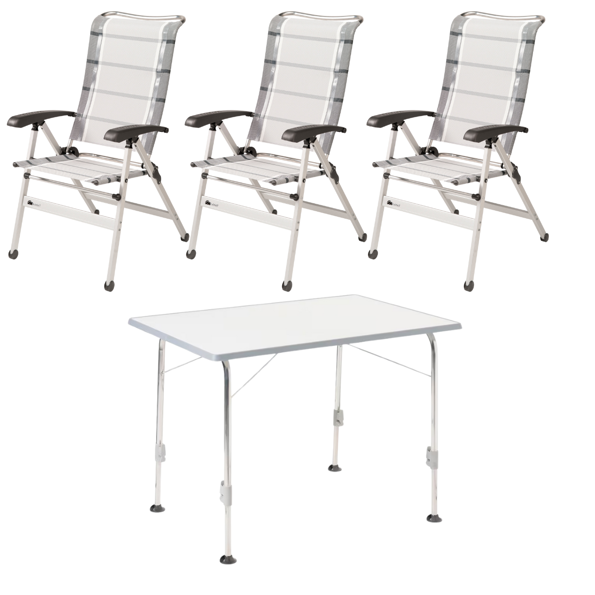 DUKDALF Stuhl Cha Cha silber anthrazit 3er-Set - Tisch STABILIC III 115x70 cm hellgrau - 42-02-0649-4 40-24-1157.0