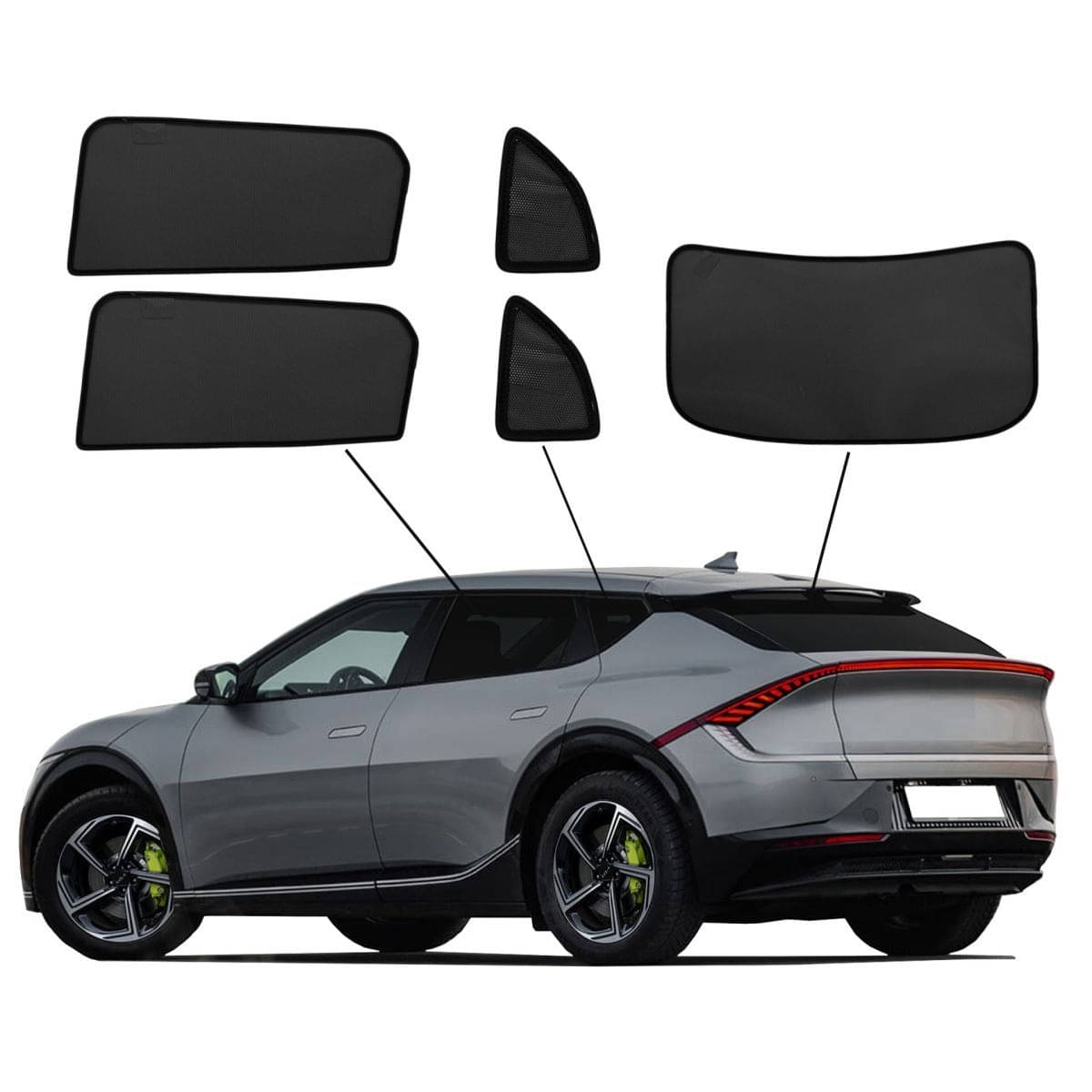 WINDESA SunClip Sonnenschutz - Sichtschutz Kia EV6 ab Bj. 2021 Set ABC - sun-10262abc