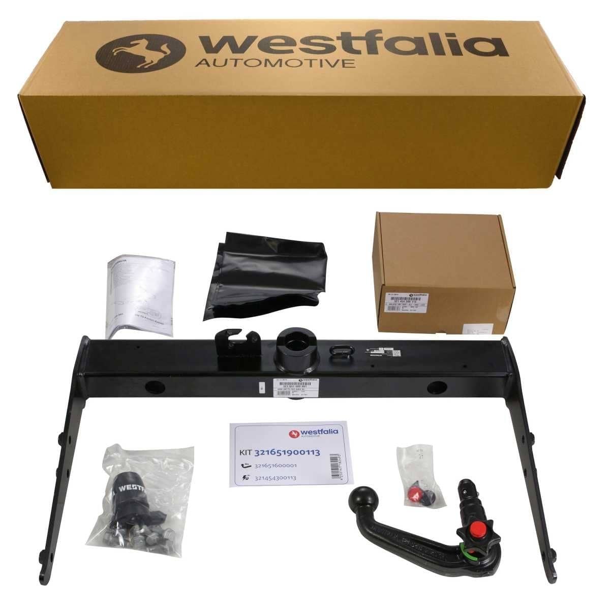 WESTFALIA Abnehmbare Anhängerkupplung VW Transporter 10/09-09/19 ohne Vorrüstung Set inkl. E-Satz - geprüfte B-Ware Westfalia Abnehmbare Anhaengerkupplung fuer VW Transporter T5-T6 -Kasten-Kombi- -BJ 10-2009-09-2019- - nur fuer Fzg ohne Vorruestung - im Set mit 13-pol. fahrzeugspezifischem Elektrosatz - 321651900113