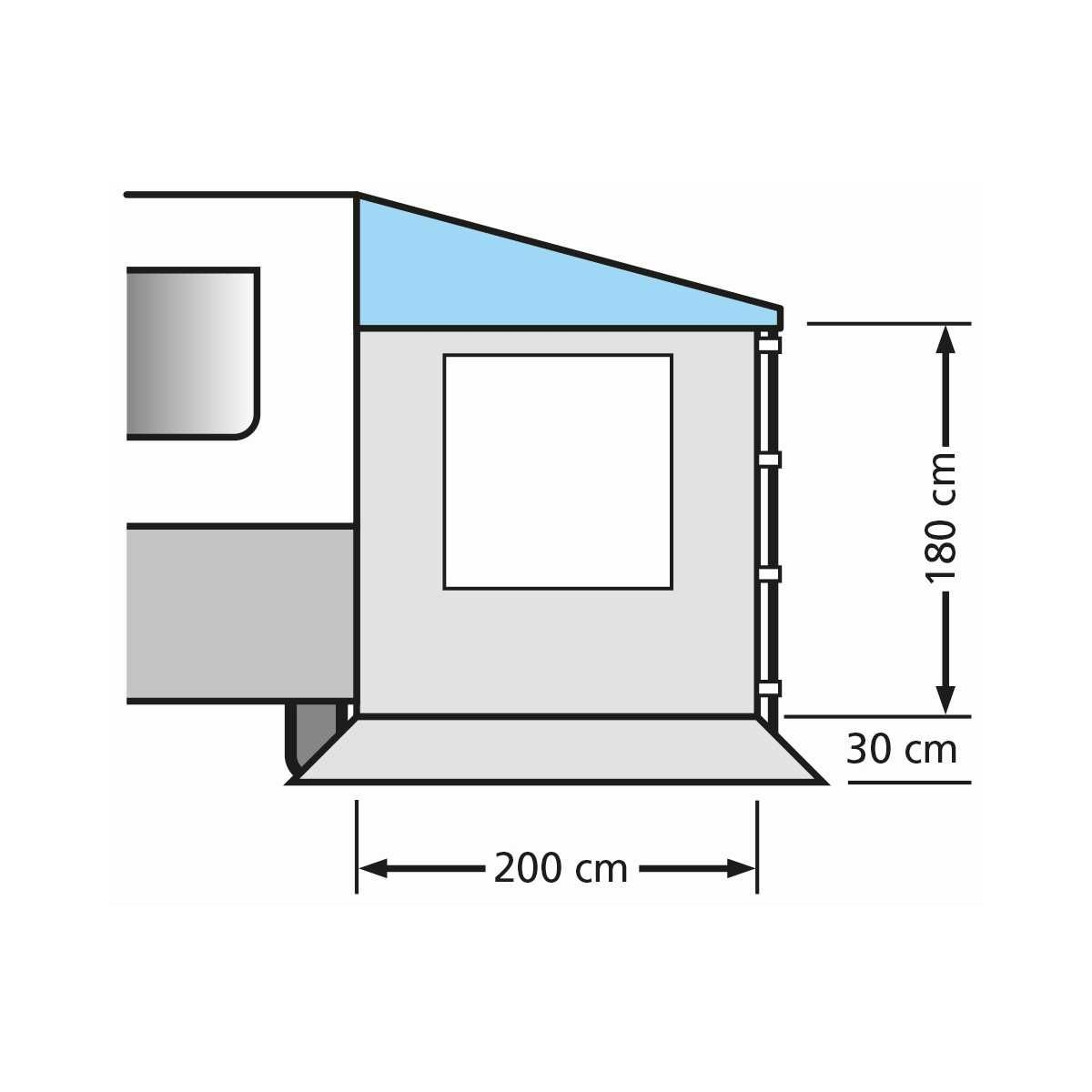 EuroTrail Seitenwand Universal mit Fenster fuer Sonnendach 240 x 180 cm - ETCT0024.240W