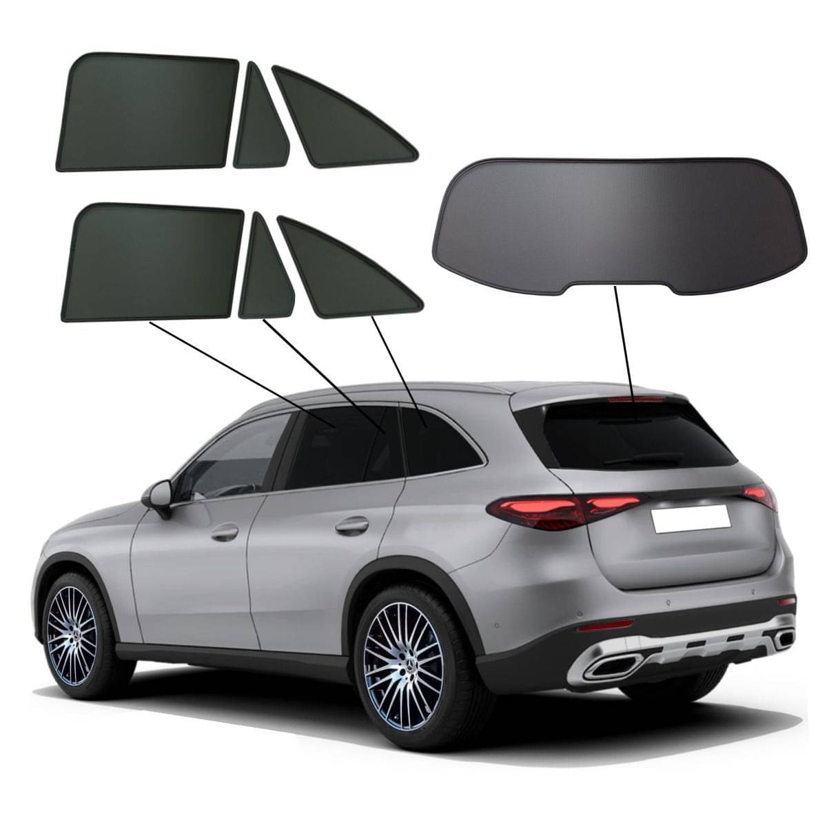 WINDESA SunClip Sonnenschutz & Sichtschutz Mercedes GLC ab Bj. 2023 Set ABC WINDESA SunClip Sonnenschutz - Sichtschutz Mercedes GLC ab Bj. 2023 Set ABC - sun-10324abc