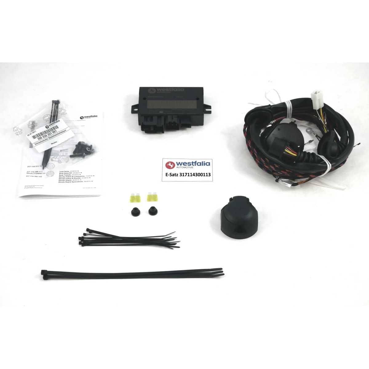 Westfalia Abnehmbare Anhaengerkupplung fuer Skoda Fabia 3 Combi -BJ 01-2015-09-2021- und Schraegheck -BJ 11-2014-05-2021- - im Set mit 13-pol. fahrzeugspezifischem Elektrosatz - 317114900113